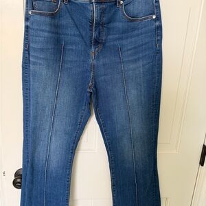 The Loft kick flare cropped jeans with raw hem